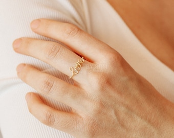 Personalized Cursive Name Ring: Sterling Silver Custom Ring