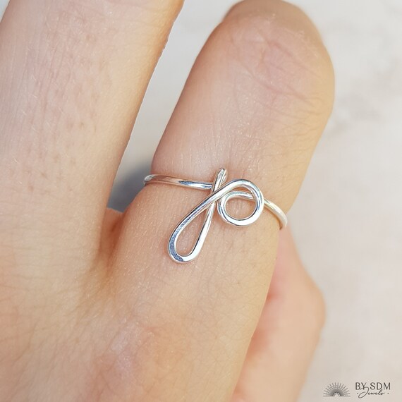 P Dainty Initial Ring Gold Letter P 