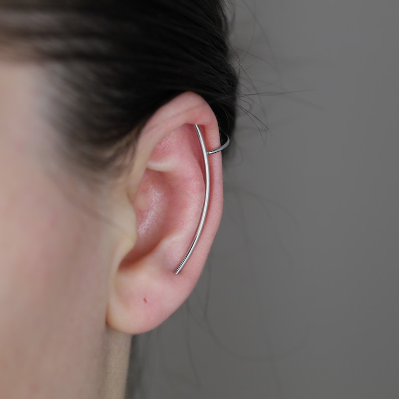 Gold Ear Climber Ear Cuff Cartilage Ear Bar No Pierce Ear Cuff Etsy