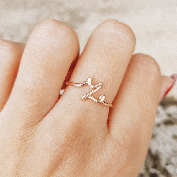 Dainty Initial Z Ring • Gold Letter Z Ring • Personalized Ring • Initial Name Ring • Adjustable Initial Ring • Bridesmaid Gift • BYSDMJEWELS