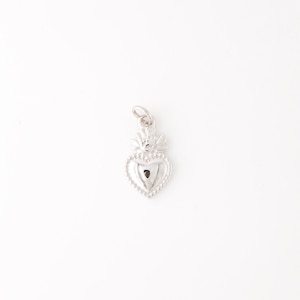 Silver Flaming Sacred Heart Charm • BYSDMJEWELS
