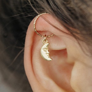 Boucles d'oreilles cartilage minuscule lune Créoles cartilage or Bague tragus lune manchette d'oreille créole hélicoïdale Jauge 24 20 18 Créoles piercing