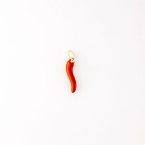 Red Lucky Horn Charm in Gold Stainless Steel • BYSDMJEWELS