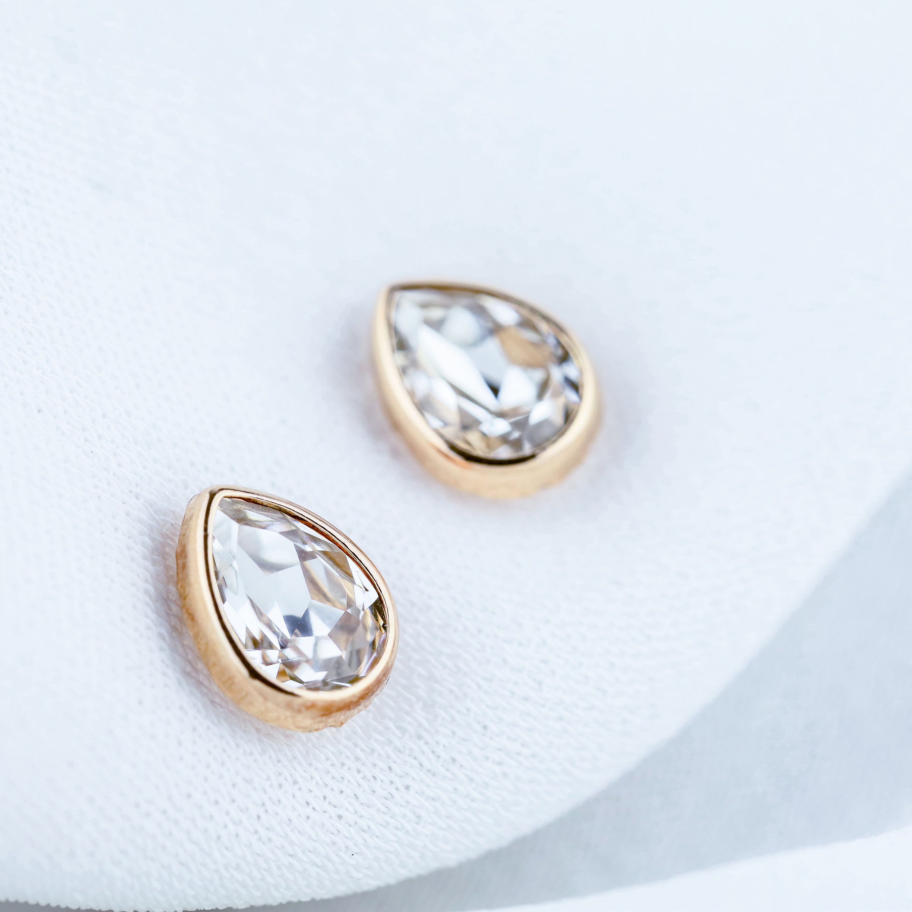 Swarovski Stud Earrings 8mm Teardrop Studs Dainty Earrings Etsy