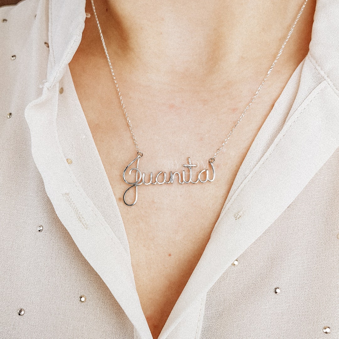 Yung Miami Baguette Cursive Name Necklace