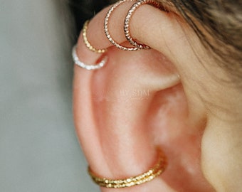 Helix Earring Kraakbeen Piercing Diamond Cut Helix Hoop Silver Helix Hoop Earrings Helix Top Ear Earring Tragus Earring Gold Conch Earring