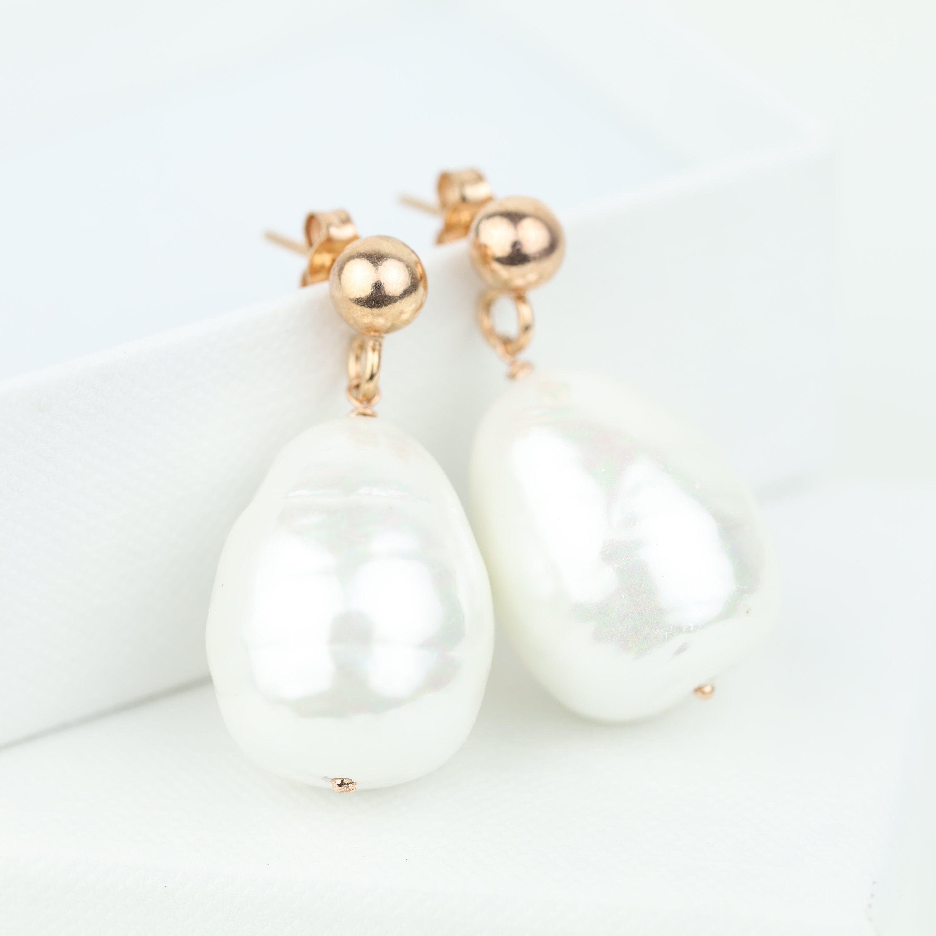Large Pearl Earrings Big Drop Pearl Earrings White Pearl | Etsy