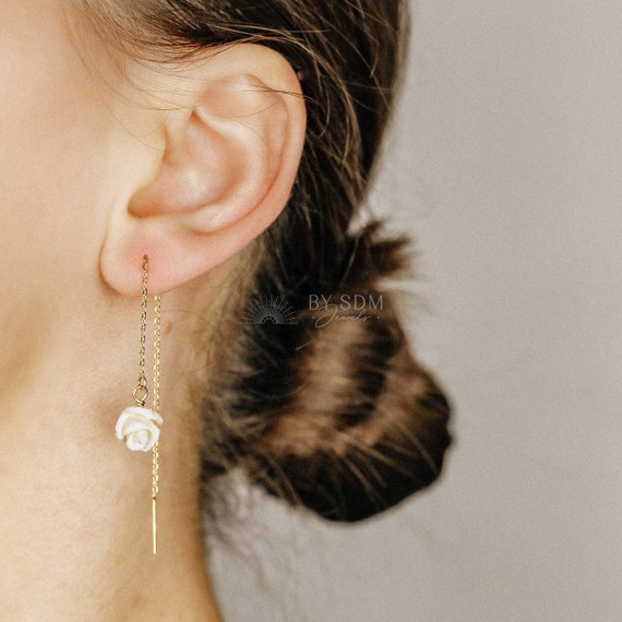 Gold Thread Flower Post Earrings – Les Néréides