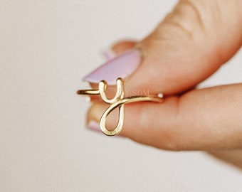 Initial Letter Y Ring • Personalized Wire Initial Ring • Wire Ring • Personalized Ring • Adjustable Ring • Wire Letters • BYSDMJEWELS