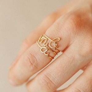 Gold Initial Ring: Personalized Sterling Silver Cursive Letter