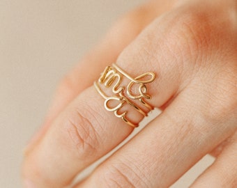 Gold Initial Ring • personalized Ring • Writen letter ring • Gold Letter Ring • BYSDMJEWELS