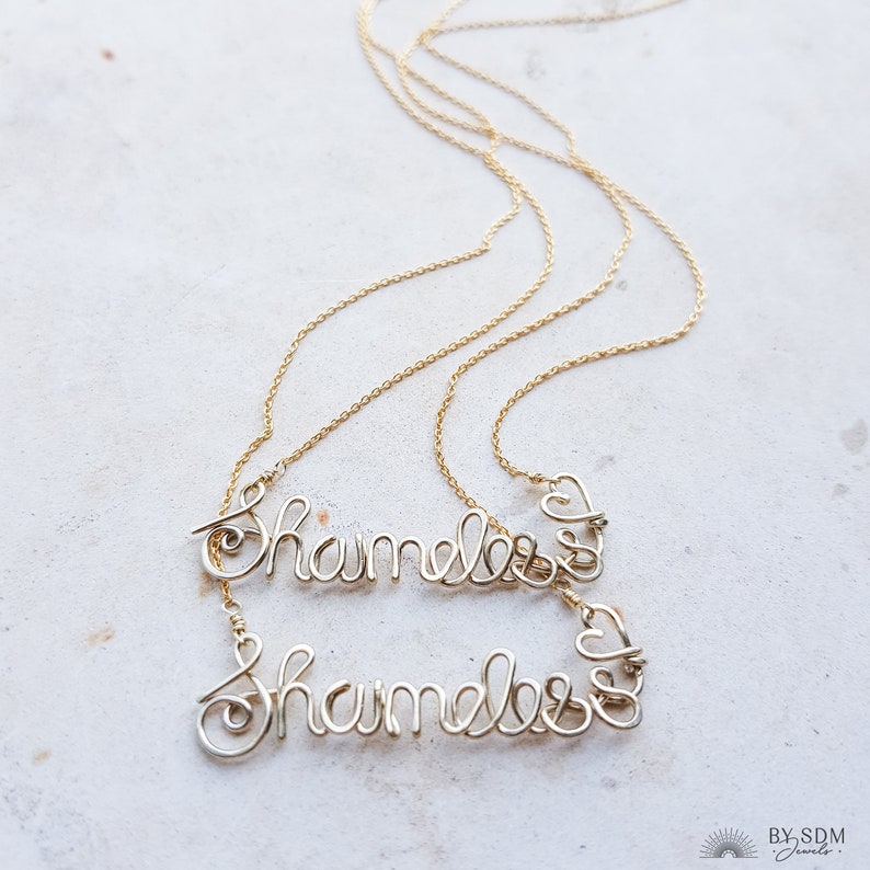 Yaya Necklace 12k Gold Filled Wire Name Necklace 60th Etsy