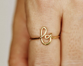 Dainty Sterling Silver Initial Ring: Personalized Letter B Ring