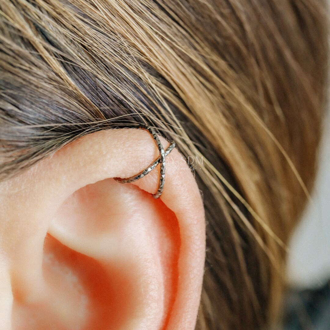 Criss Cross • Ear Cuff • Double Wire Ear Cuff • Helix Ear Cuff