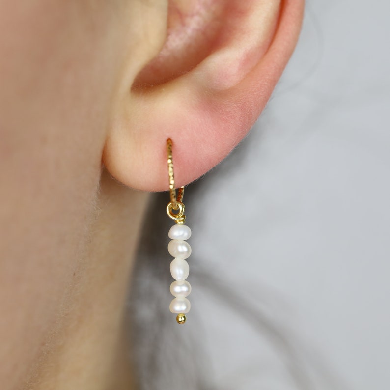 Mini Pearl Hoop Earrings Natural Pearl Earrings Cartilage Etsy