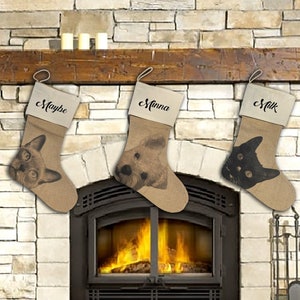 Personalized pet stockings, with pet photo and name, Christmas stockings, Dog stocking, Cat stocking, Christmas gift