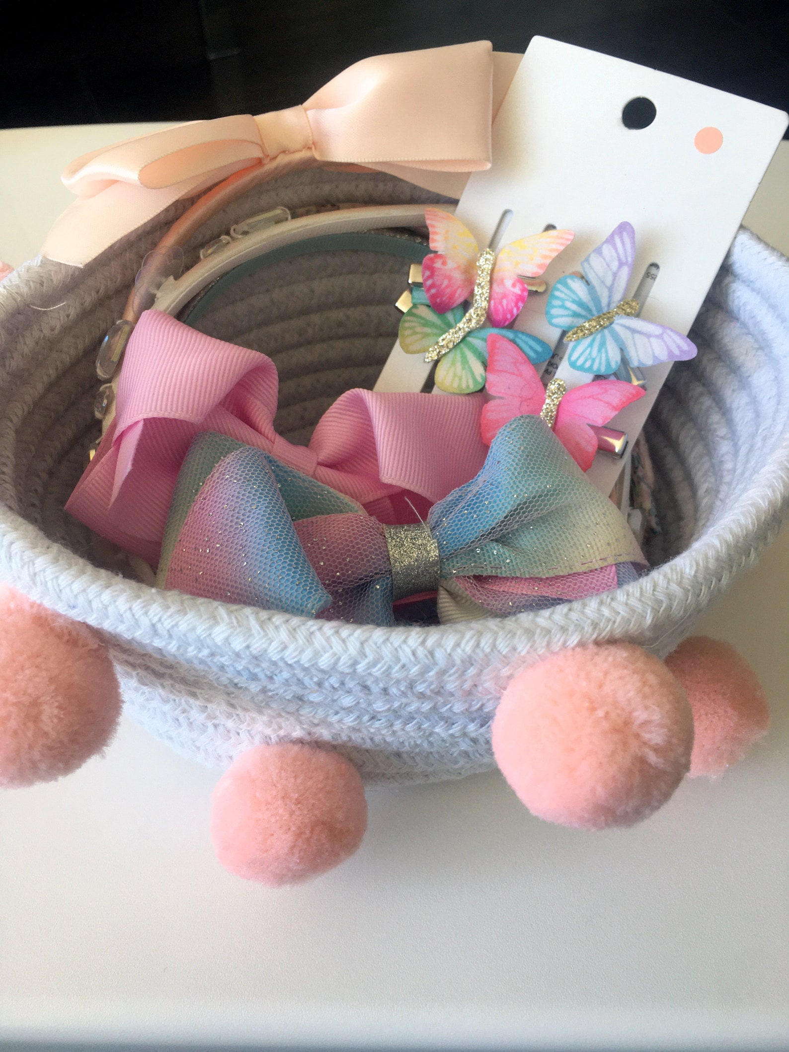 Pink Pom Pom Small Storage Baskets Gift Basket Hamper Etsy