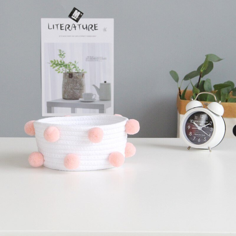 Pink Pom Pom Small Storage Baskets Gift Basket Hamper Etsy