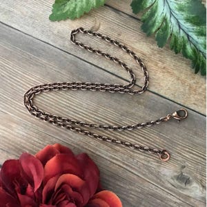 Kupferkette 3,4 mm ovale Gliederkette, oxidiertes Kupfer Herren-Damen-Halskette