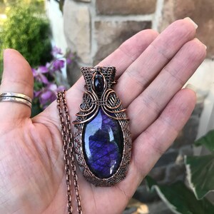 Indigo Amethyst Oval Pendant Stone Etsy