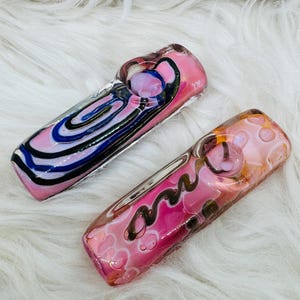 Handgefertigte Pinke Borosilikatglas Hand Pfeife: Swirl & Bubble Art