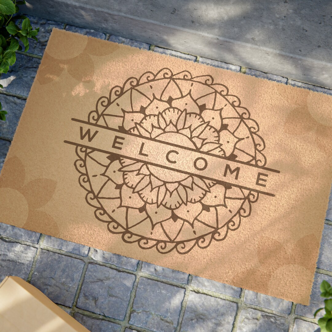 Mandala Welcome Doormat: Boho Coconut Fiber Entrance Rug - Etsy