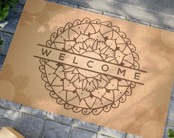 Mandala Welcome Doormat: Boho Coconut Fiber Entrance Rug