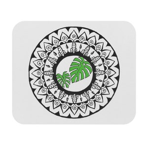 Cute Mouse Pad, Monstera Plant Gifts, Botanical Mandala, Computer Tech Accessories, Mac Windows Mousepad