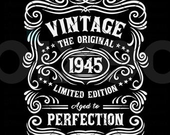 80th Birthday Vintage 1945 SVG: Aged To Perfection Design (Digital Download)