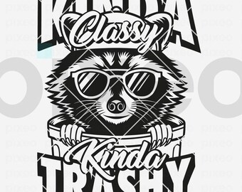 Classy Trashy Raccoon SVG: Funny Floral Clipart, Cricut File