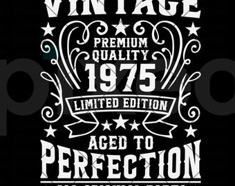 50th Birthday Vintage 1975 SVG: Aged To Perfection Design (Digital Download)