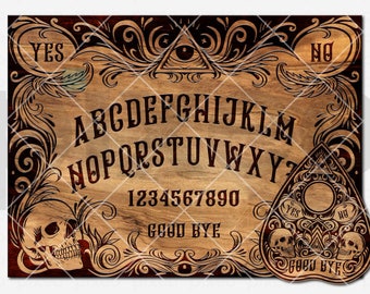 Mystical Ouija Board Game SVG Set: Spirit Board & Planchette Clipart (Digital Download)