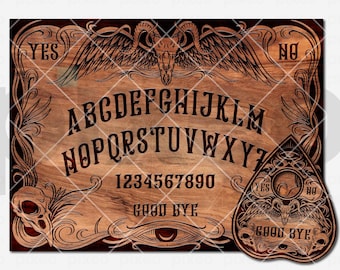 Witchy Ouija Board Clipart SVG: Spirit Board & Planchette (Digital Download)