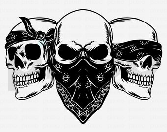 Three Wise Skulls SVG: See Hear Speak No Evil Clipart - Etsy