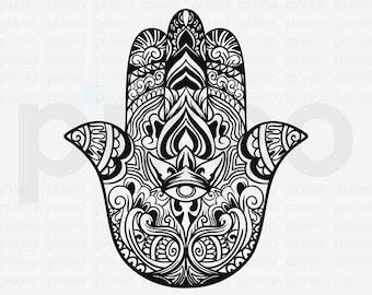 Hamsa Hand SVG Bundle: Mandala, Boho, Evil Eye Clipart (Digital Download)