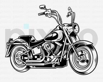 American Biker Motorcycle SVG Clipart: Chopper Cut File (Digital Download)