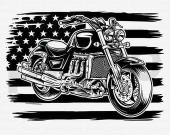 American Biker Motorcycle SVG with Flag (Digital Download)