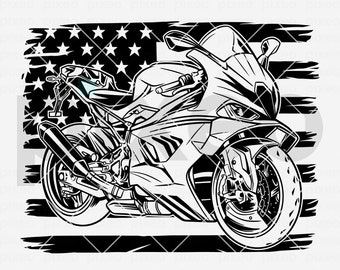 American Biker Motorcycle SVG: USA Flag Clipart (Digital Download)