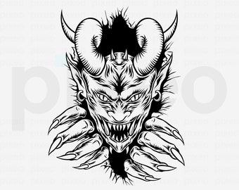 Scary Demon In The Wall SVG, Devil Clipart, Cricut Cut Files