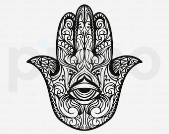 Hamsa Hand SVG: Mandala Boho Evil Eye Clipart (Digital Download)