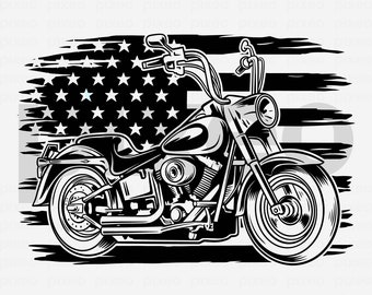 American Biker Motorcycle SVG: USA Flag Clipart (Digital Download)