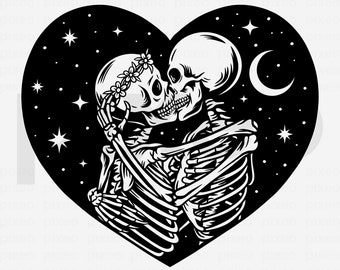 Gothic Skull Lovers SVG, Dead Skeleton Couple Clipart (Digital Download)