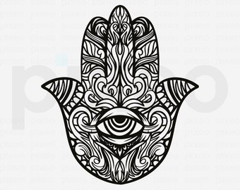 Hamsa Hand SVG: Mandala Boho Evil Eye Clipart (Digital Download)