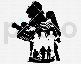 US Firefighter SVG: American Flag, Fireman Clipart (Digital Files)