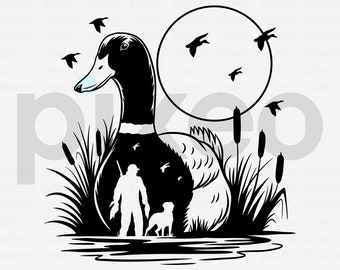Duck Hunting SVG: Hunter & Dog Clipart (Digital Files)