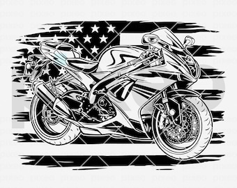 American Biker Motorcycle SVG: USA Flag Clipart (Digital Download)