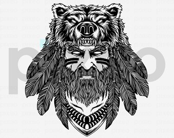 Grafika SVG z twarzą wikinga: Celtycki projekt topora Valhalla (pliki cyfrowe)
