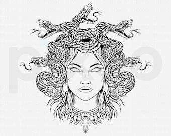 Medusa SVG: Gorgon Snake Hair Clipart (Cut Files)