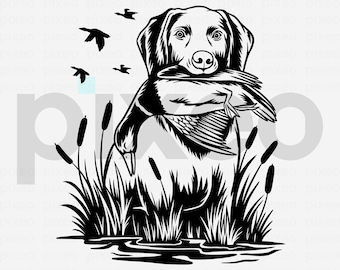 Duck Hunting Dog SVG Clipart: Hunter Cut File (Digital Download)