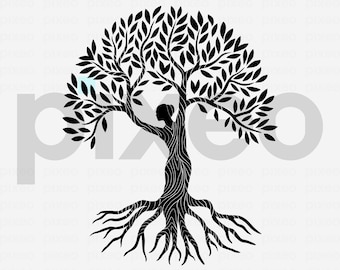 Woman Tree SVG: Empowerment Roots Design (Digital Download)
